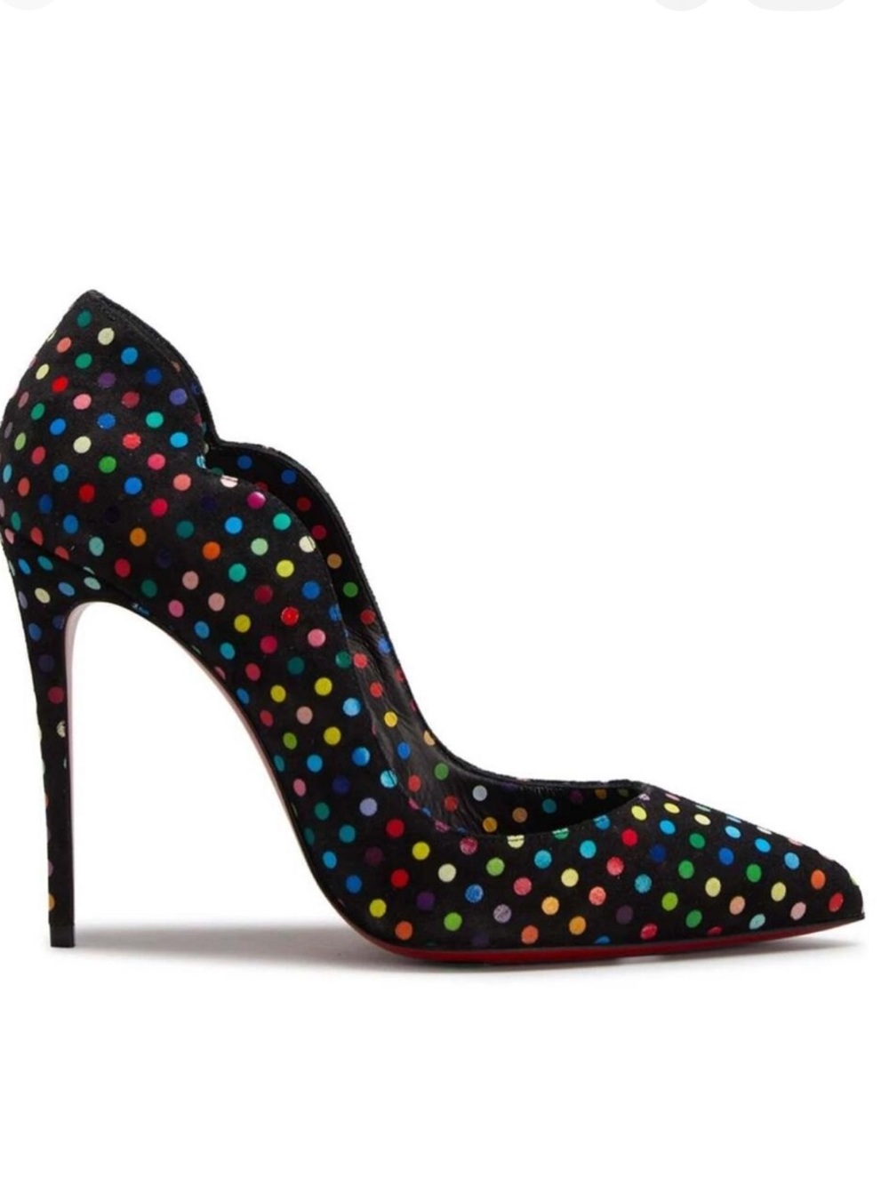 Christian Louboutin Black Suede Polka Dot Pointed Pump